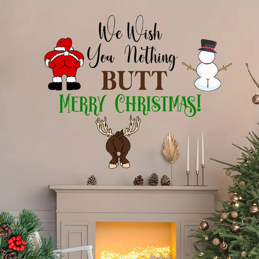 1套 搞怪文案马桶贴，圣诞老人、驯鹿、雪人集体露臀，让马桶秒变欢乐脱口秀现场，乙烯基可拆卸家居装饰贴纸