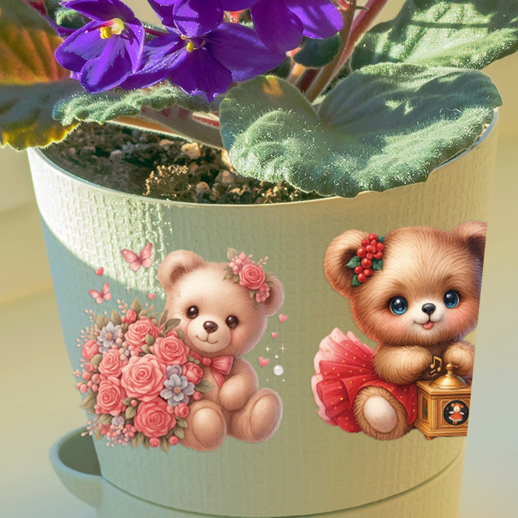 2套 穿裙子的可爱小熊转印水晶标贴纸 适用于笔记本 水杯 储物柜等装饰 自粘防水DIY贴纸 可爱美学贴纸，适合女士、女孩、派对、杯子配件