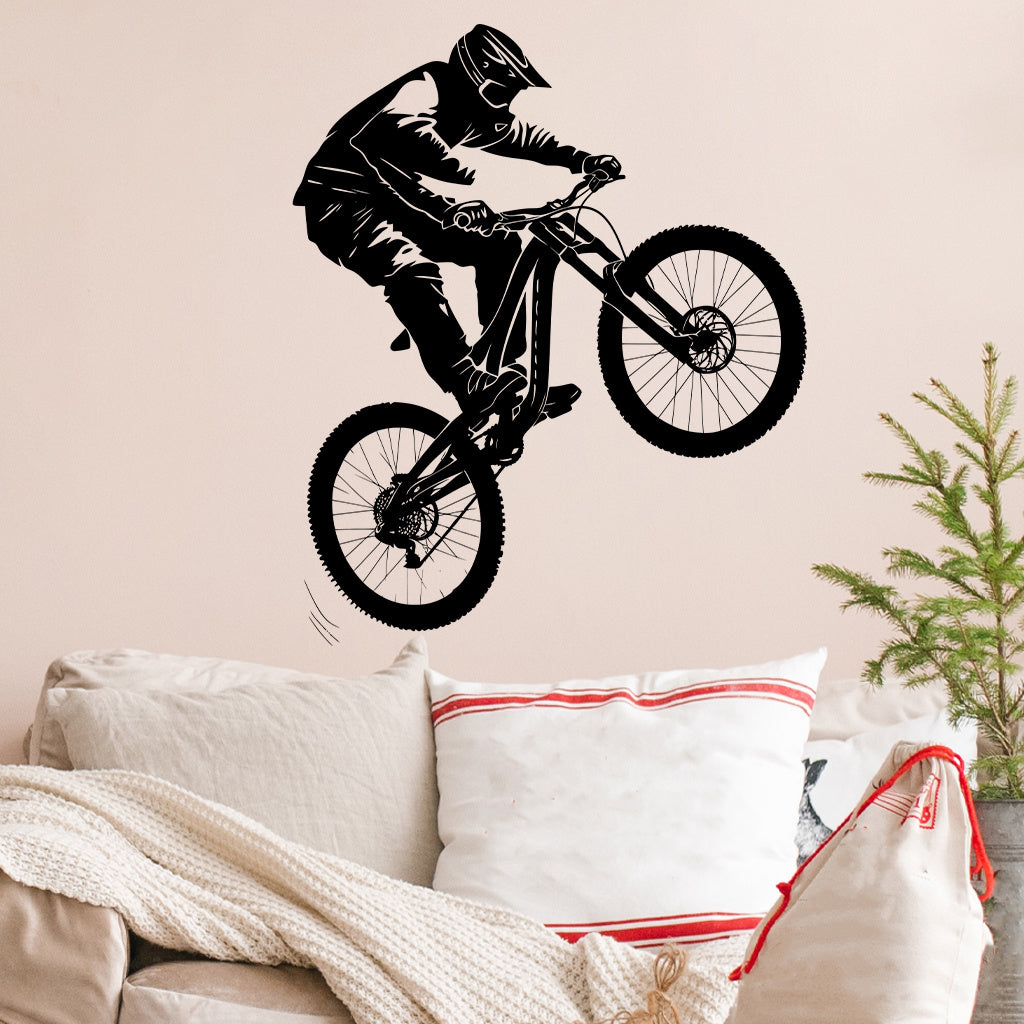 2pcs Dynamic Mountain Bike Silhouette Sticker, Perfect for Adventure Enthusiasts, Outdoor Decor, Enhances Vibrant Aesthetics, Self-adhesive, Removable, Waterproof Wall Sticker