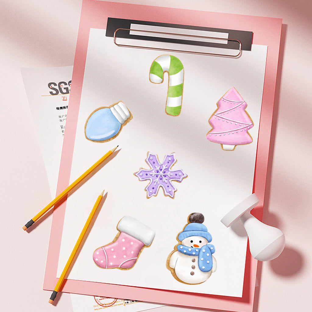 1套 彩色圣诞主题装饰饼干 可爱趣味圣诞节装饰水晶贴纸 自粘可拆卸创意DIY水晶标贴纸 适用于家居装饰 户外装饰 玻璃装饰 文化体术氛围装饰 增添趣味性与活力