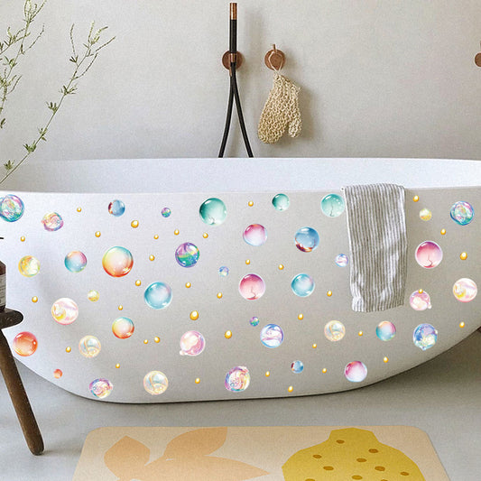 2pcs Rainbow Bubble Sticker Set Colorful, dreamy bubbles with golden accents, perfect for fantasy decorations and whimsical art embellishments. Enhances magical aesthetics. Self-adhesive and removable wall stickers.