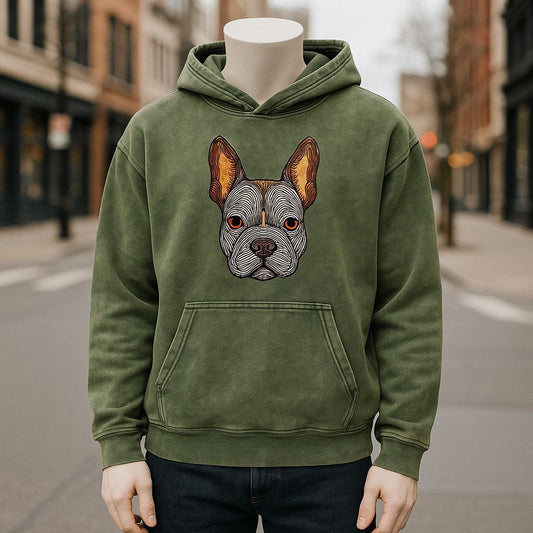 Sudadera con capucha lavada de color verde militar