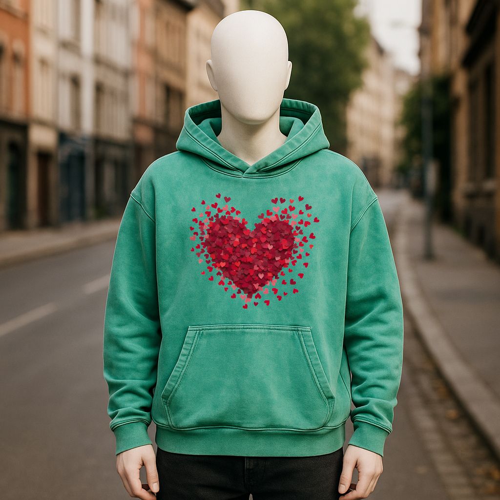 Sudadera con capucha lavada en verde