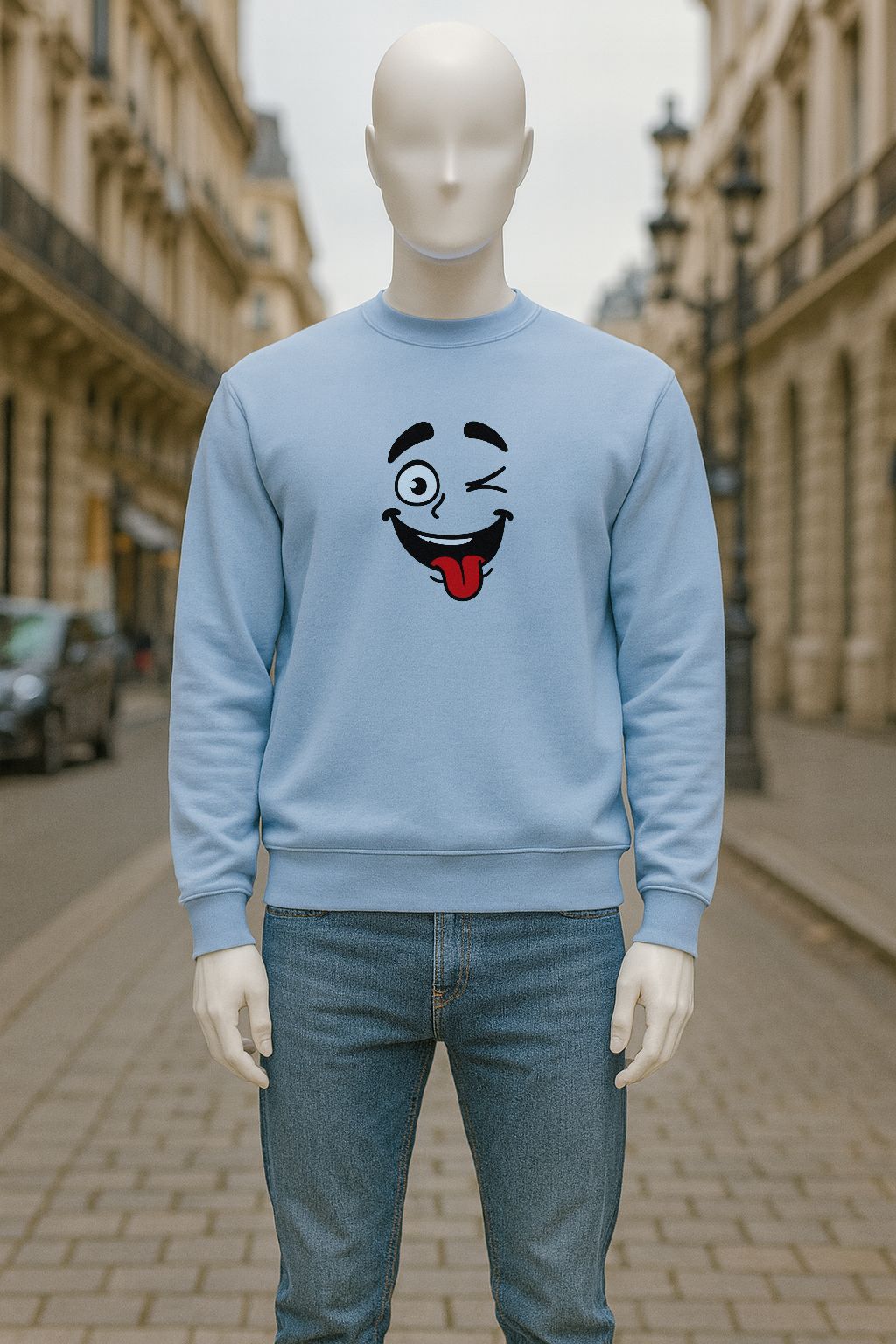 sudadera con dibujo AZUL