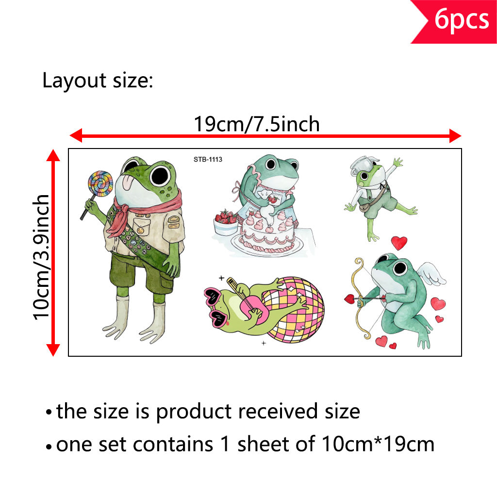 6pcs Cute and versatile frog UV DTF crystal label transfer sticker set, suitable for glass jars and space decoration, item decoration, self-adhesive, removable, waterproof, creative DIY crystal label transfer stickers, cartoon cute little frog stickers