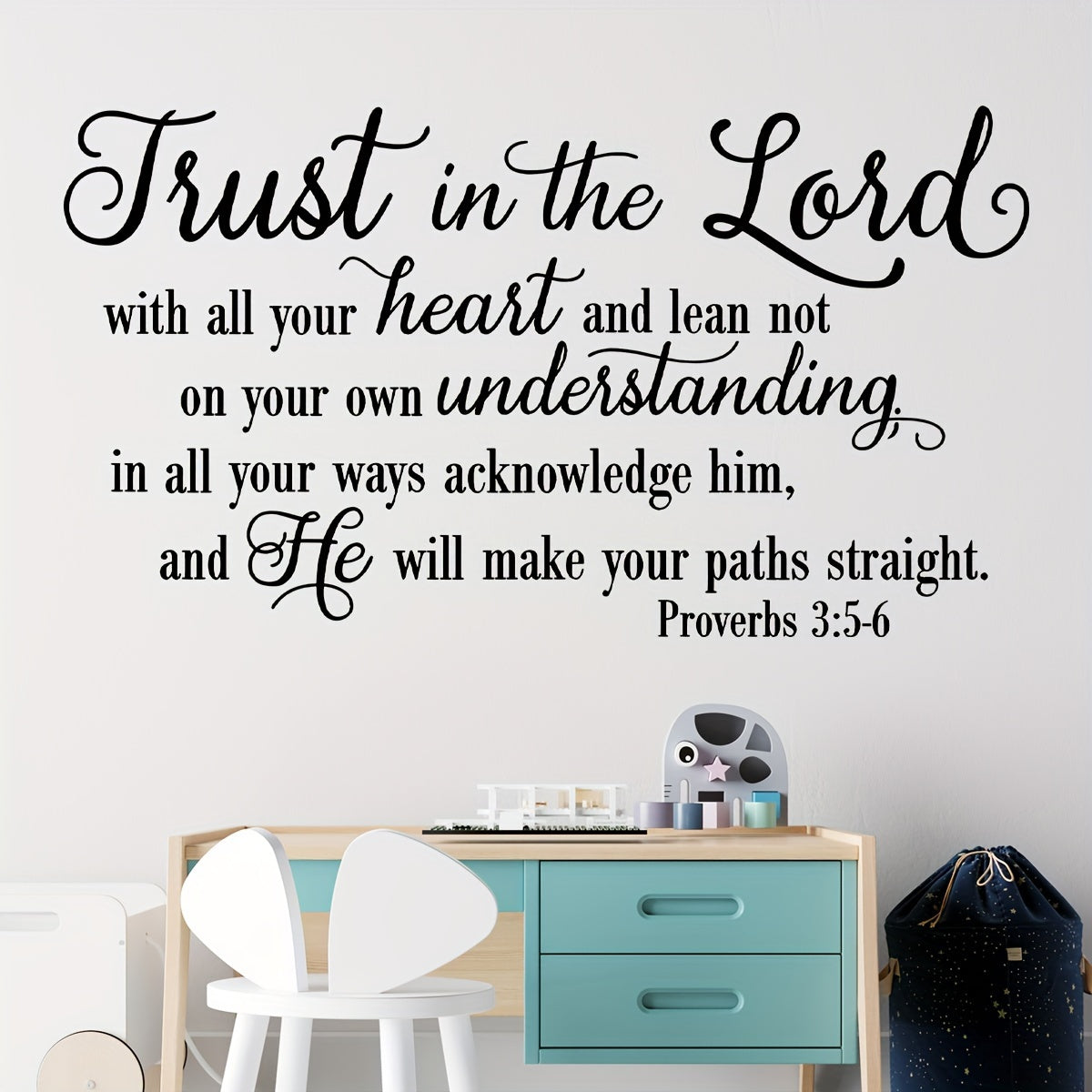 1pc Creative Letter Wall Sticker, Wholeheartedly Believe in the Lord Inspirational Slogan, Suitable for Bedroom, Hallway, Living Room, Porch, Home Decoration, Removable Self-adhesive Creative DIY Wall Sticker, Reusable