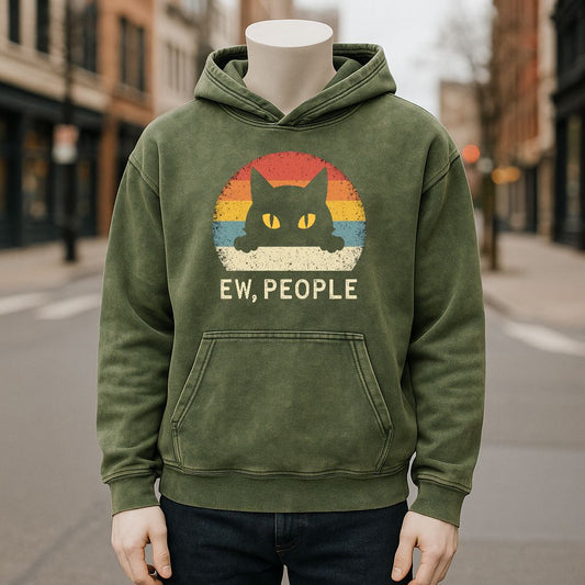 Sudadera con capucha lavada de color verde militar