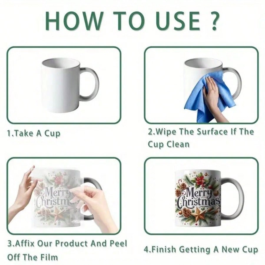 1 set of 12pcs UV DTF Merry Christmas - Waterproof Stickers For Cups, Refrigerators, Water Bottles, Coffee Cups, Etc. - High-Quality DIY Vinyl Decals With Festive Holiday Designs