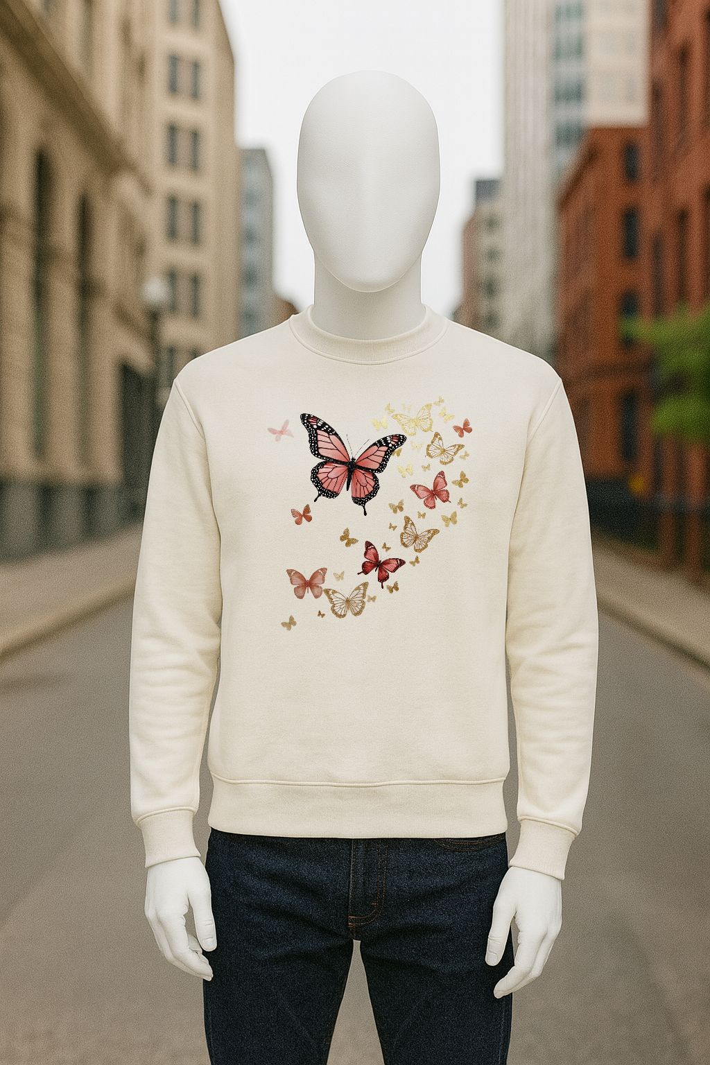 sudadera con dibujo BLANCO CREMA