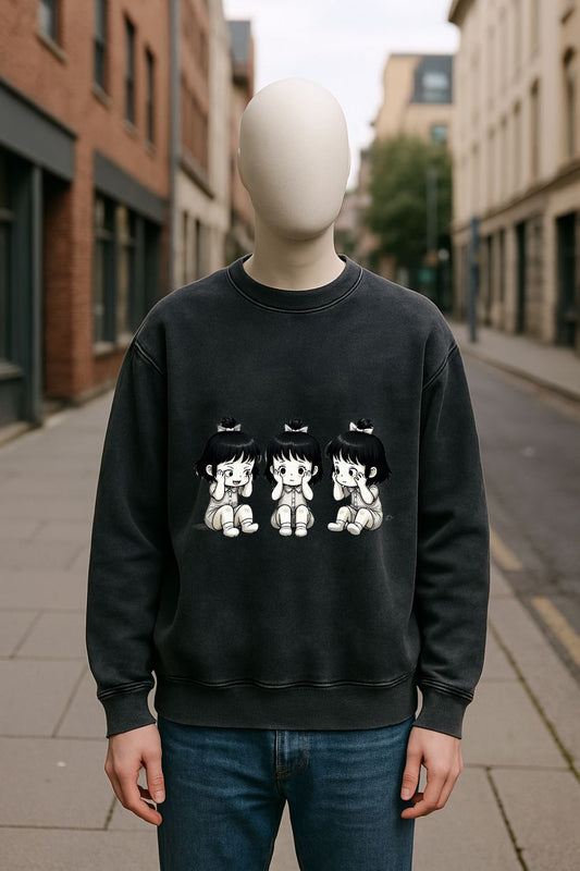 Sudadera negra lavada